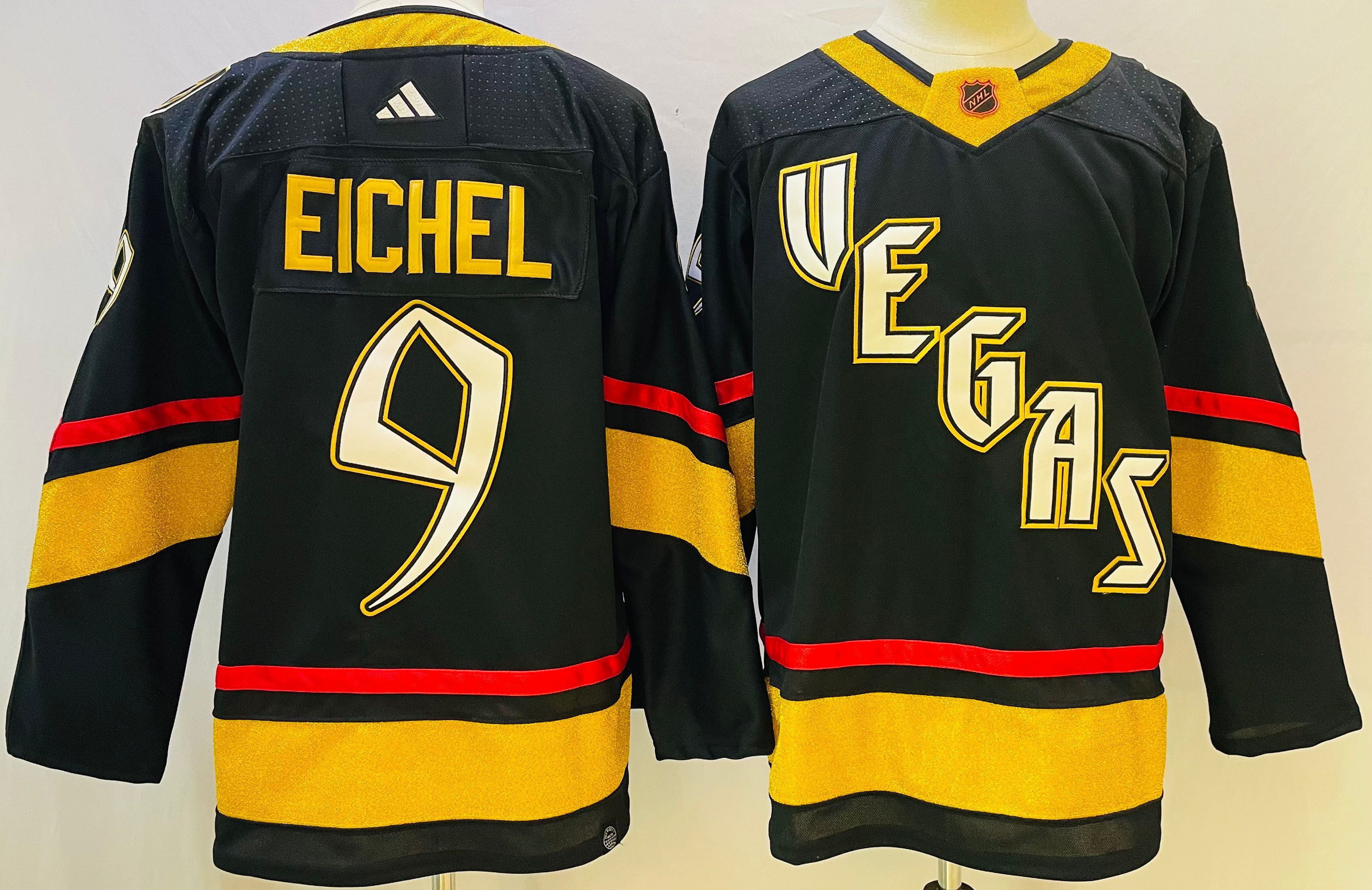 Men Vegas Golden Knights #9 Eichel Black Throwback 2022 Adidas NHL Jersey->more nhl jerseys->NHL Jersey
